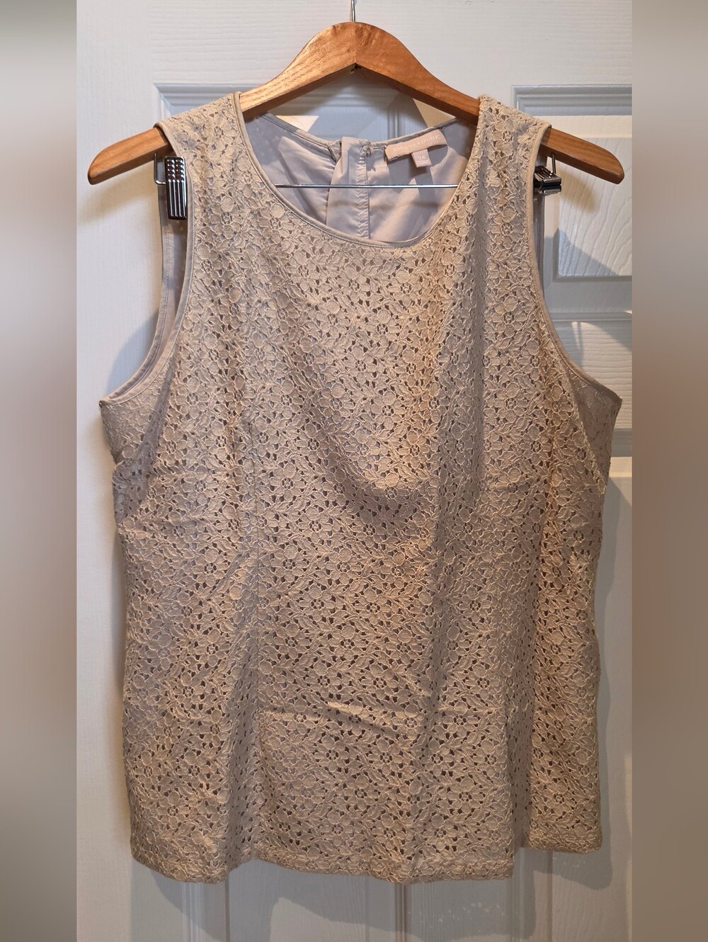 Banana Republic Champagne Crochet Lace Fitted Sleeveless Blouse